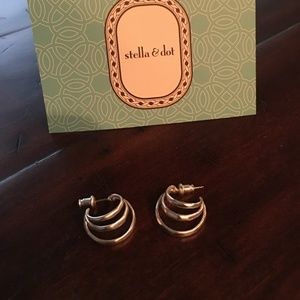 Stella and Dot Silver Triad Post Earrings